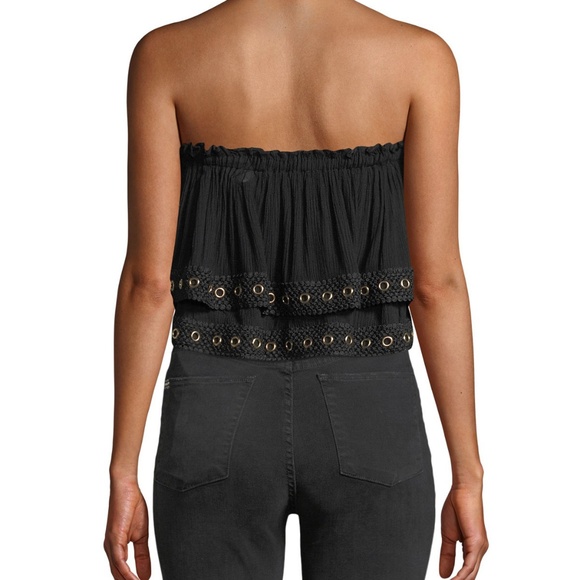 MISA Los Angeles Anla Strapless Crop Top Grommets - Picture 2 of 6